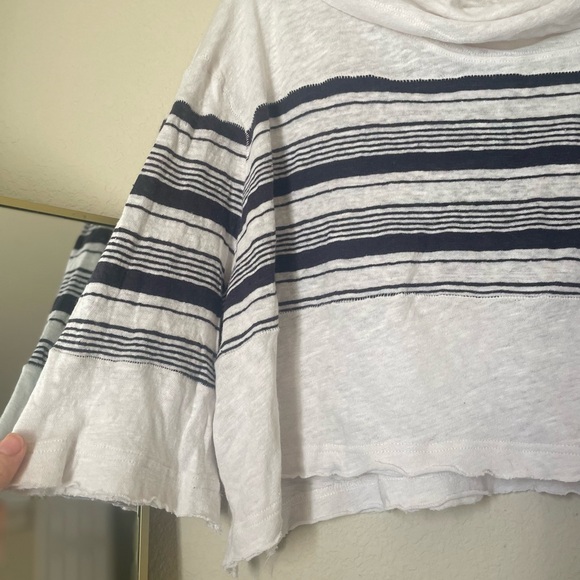 Free People Linen We the Free Seaside Cowl Neck Striped Crop Top Small - Picture 5 of 7